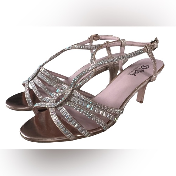 Benjamin Walk Womens Dulce Champagne Shimmer Ankle Strap Heels Size 8 - Picture 4 of 9